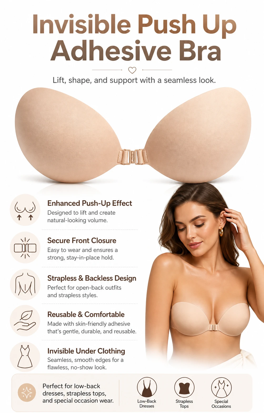push up adhesive bra specifics